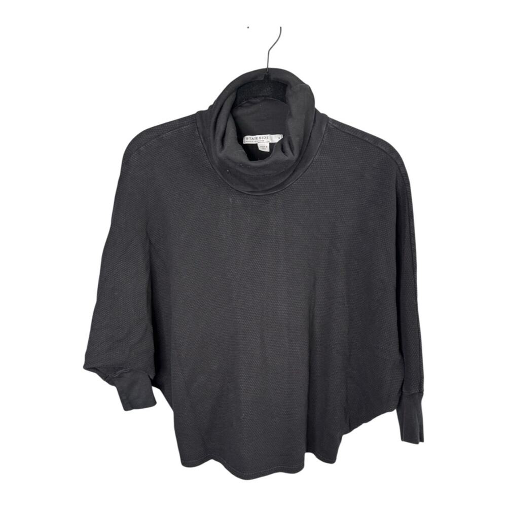 Stateside Black Textured Dolman Sleeve Turtleneck Top Size Small